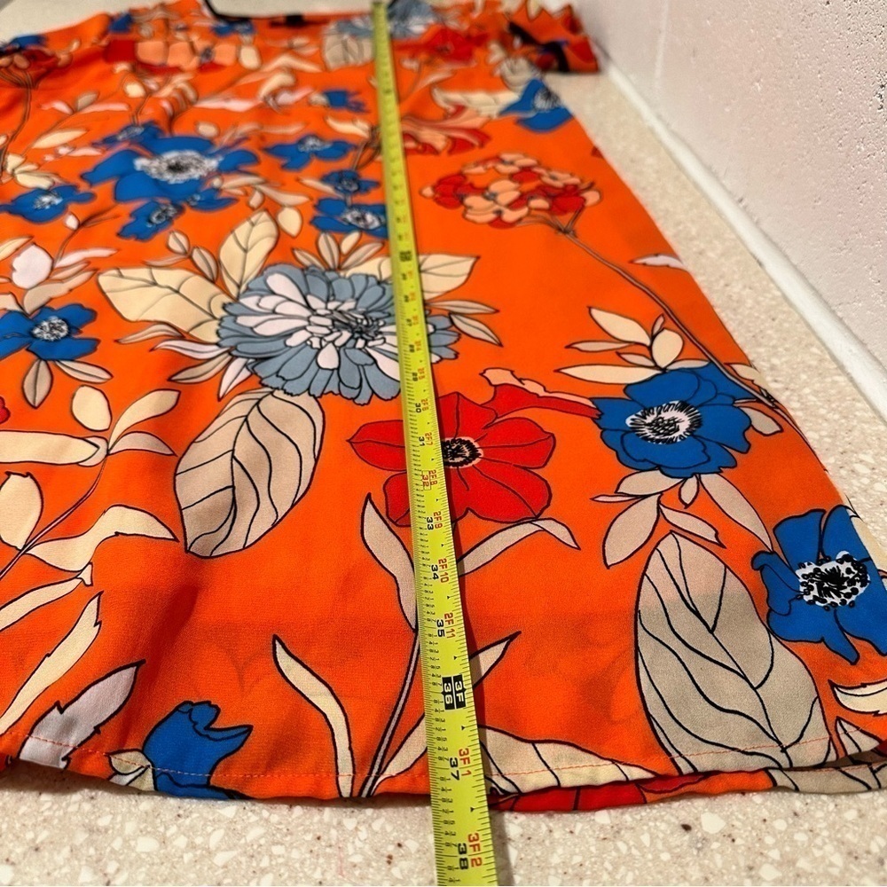 Daniello Boutique Shift Knee Length Floral Vibrant Dress Orange 12 Large VGUC - Picture 10 of 16